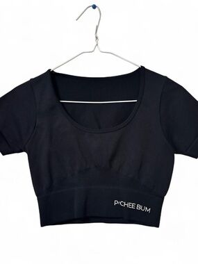 Pchee Bum Black Scoop Crop Tee - Short Sleeve